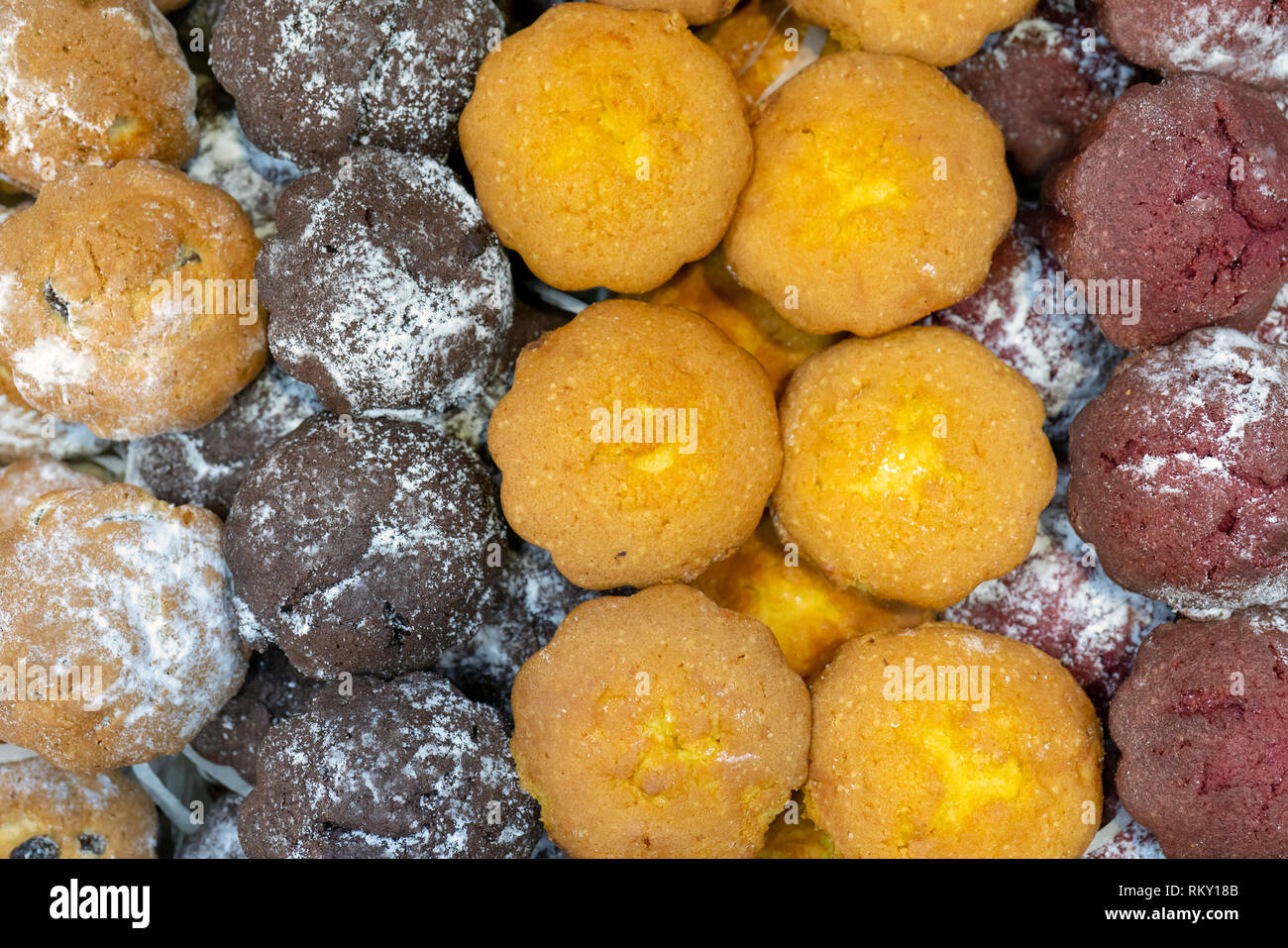 Freshly baked muffins. Top view. Stock Photo