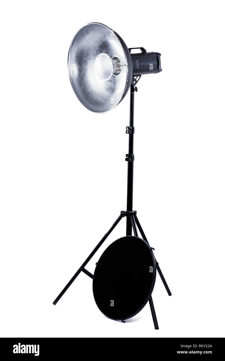 Studio light stand on white background Stock Photo Alamy