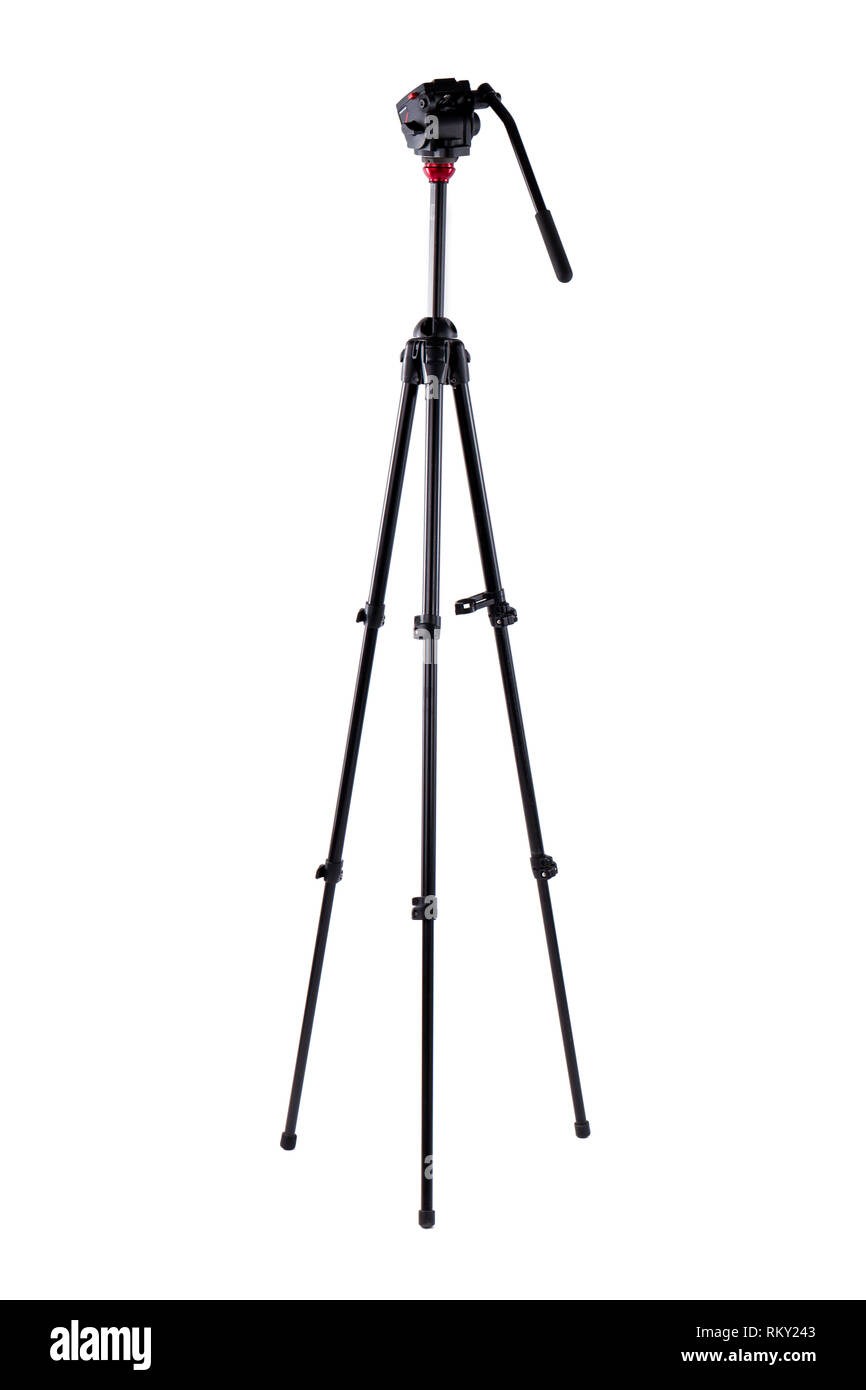Long metal camera tripod Stock Photo Alamy