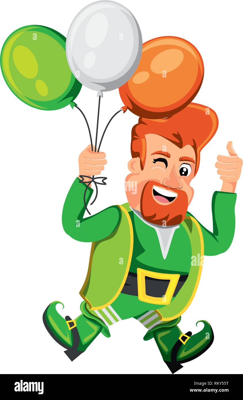 leprechaun with balloons helium vector illustration design Stock Vector ...