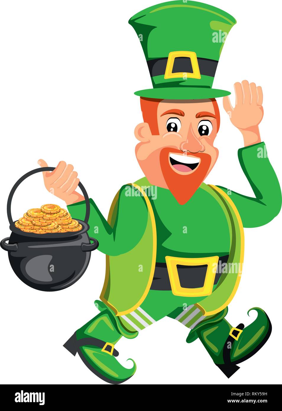 leprechaun and cauldron with coins vector illustration design Stock ...