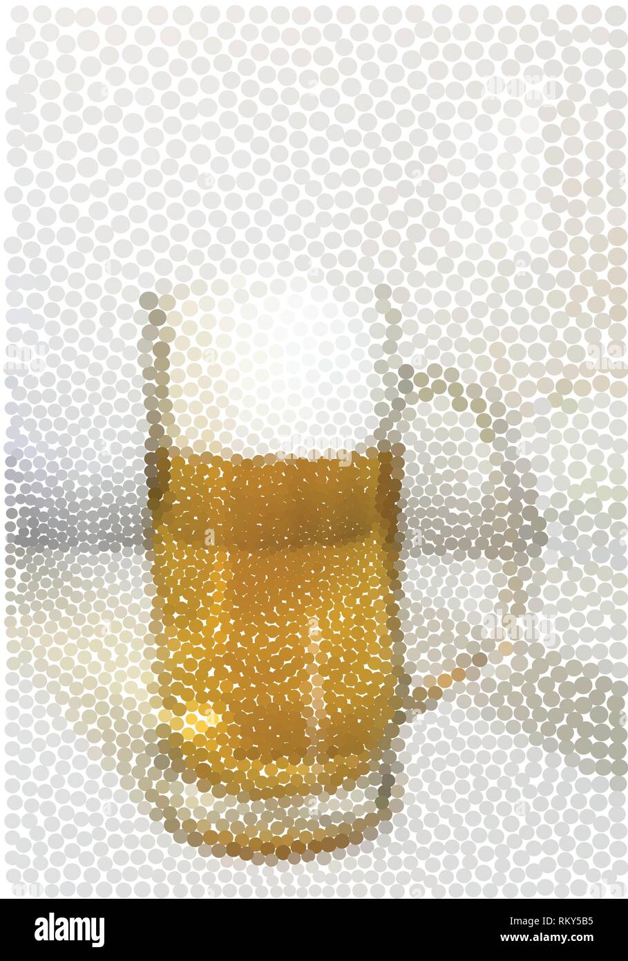 Glass of beer in orange and white dots vector illustration Stock Vector