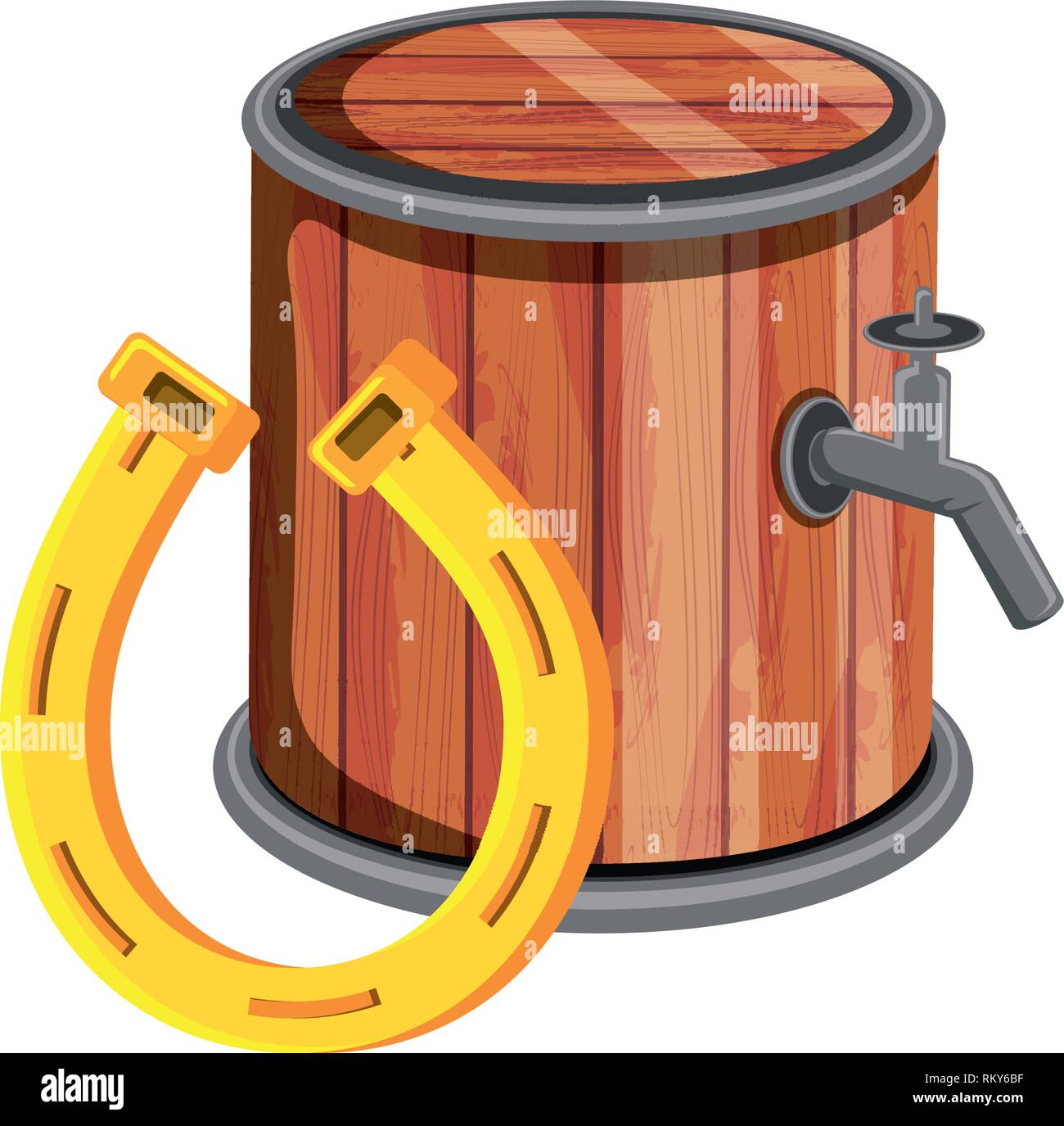 barrel wooden beer with horseshoe vector illustration design Stock Vector