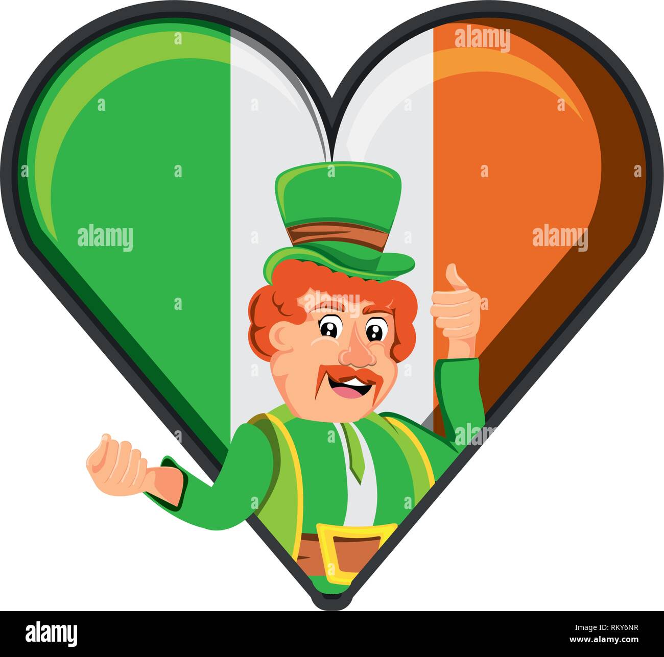 leprechaun with flag irish in shape heart vector illustration design ...
