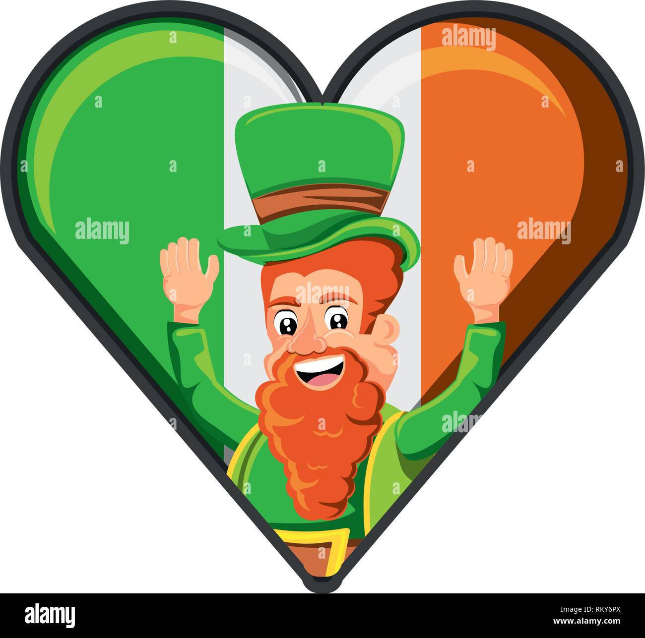 leprechaun with flag irish in shape heart vector illustration design ...