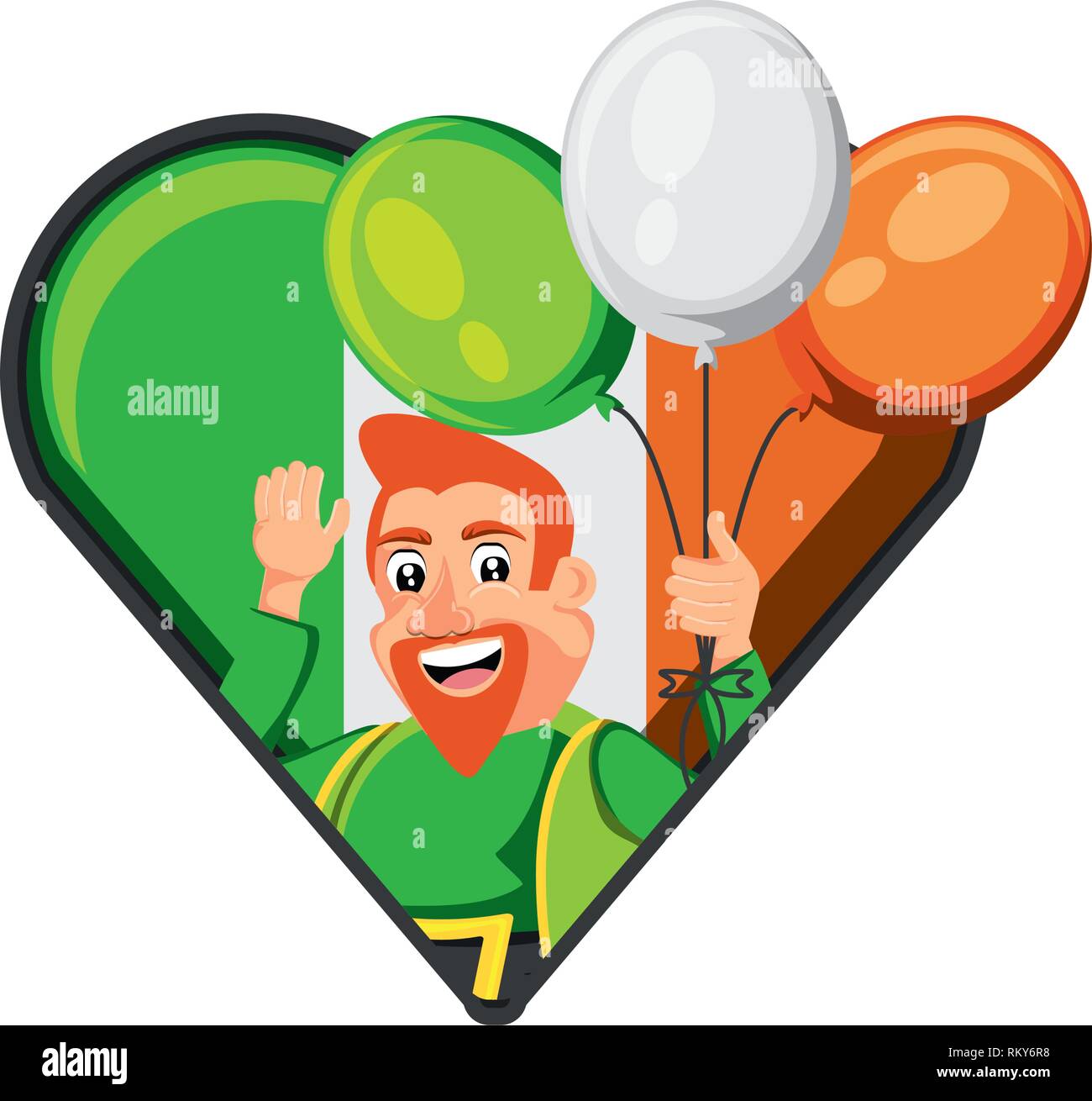 leprechaun with flag irish in shape heart vector illustration design ...