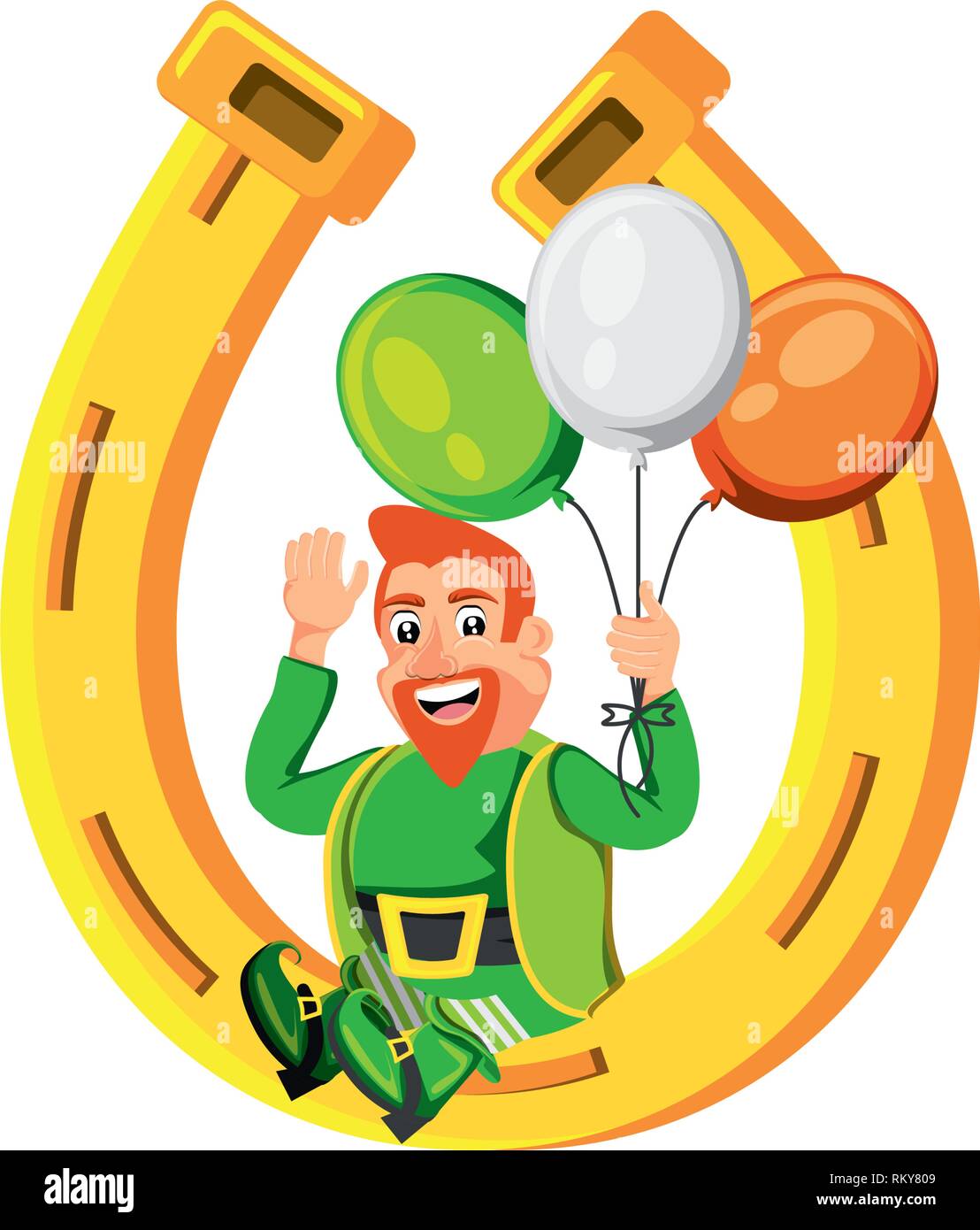 leprechaun with balloons helium and horseshoe vector illustration ...