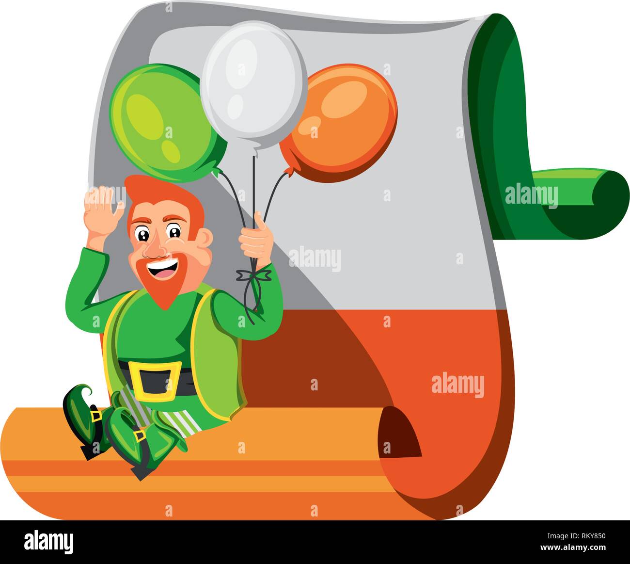 leprechaun with balloons helium and flag irish vector illustration ...