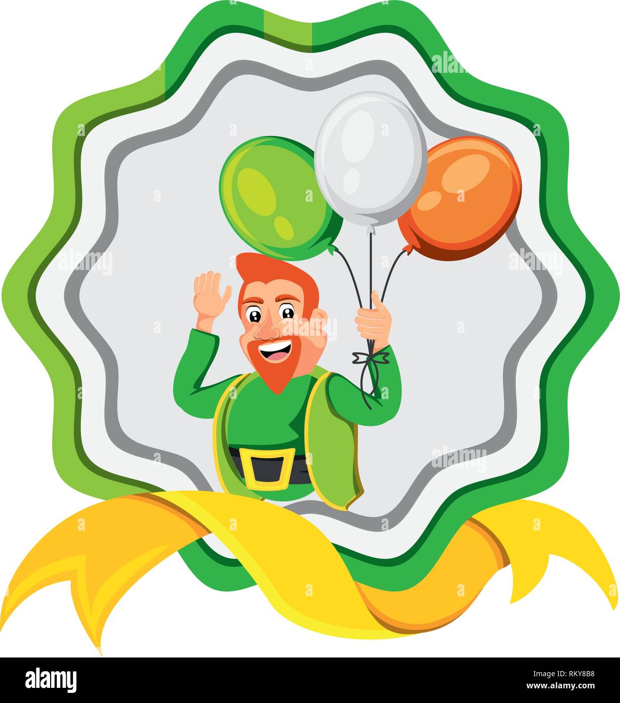 leprechaun with balloons helium in seal vector illustration design ...