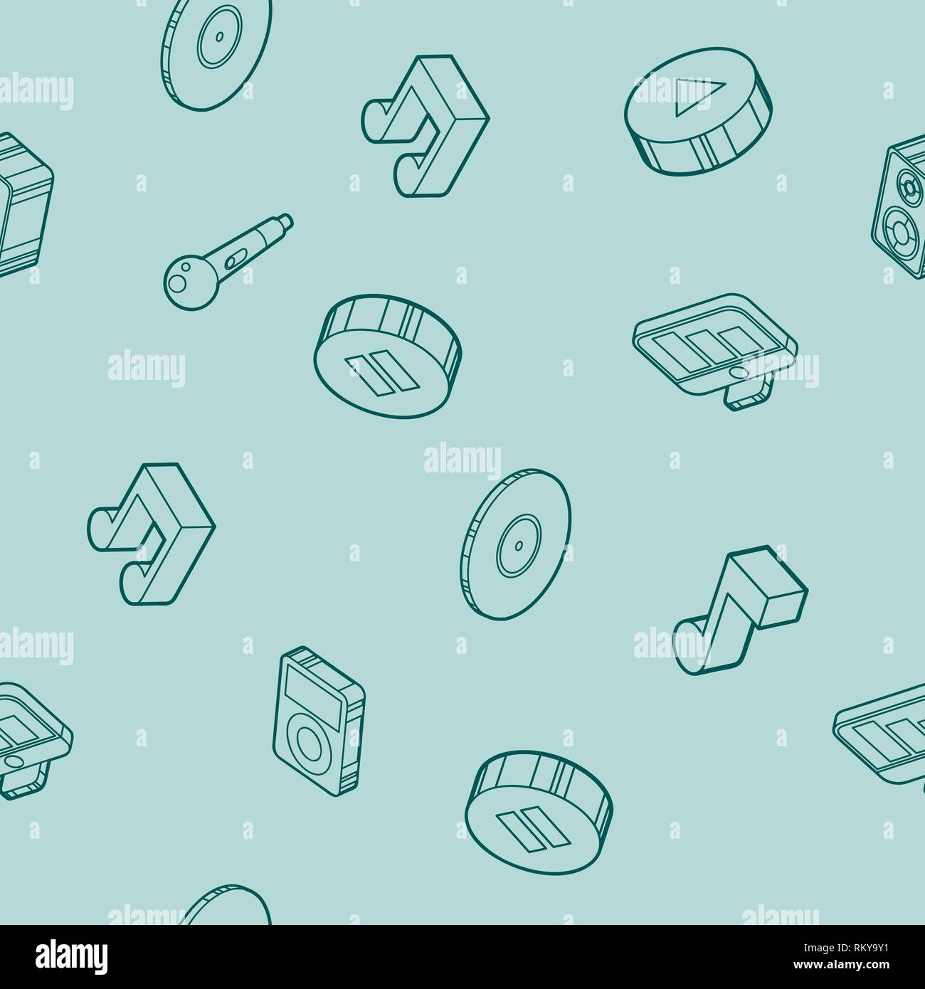 Music color outline isometric pattern. Vector illustration, EPS 10 Stock Vector