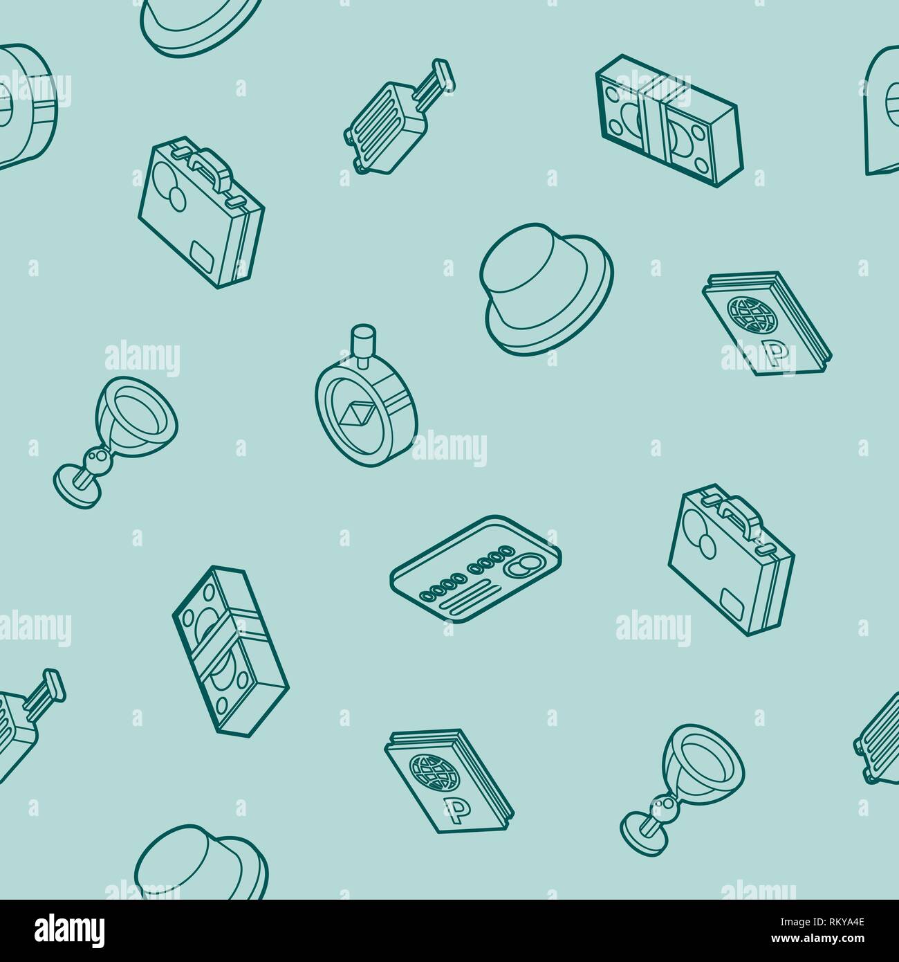 Traveling color outline isometric pattern. Vector illustration, EPS 10 Stock Vector
