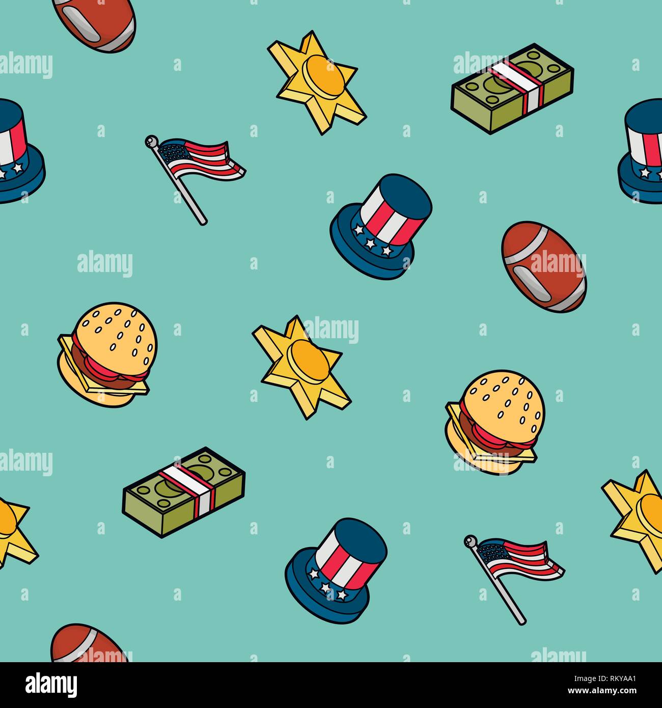 America color outline isometric pattern. Vector illustration, EPS 10 Stock Vector