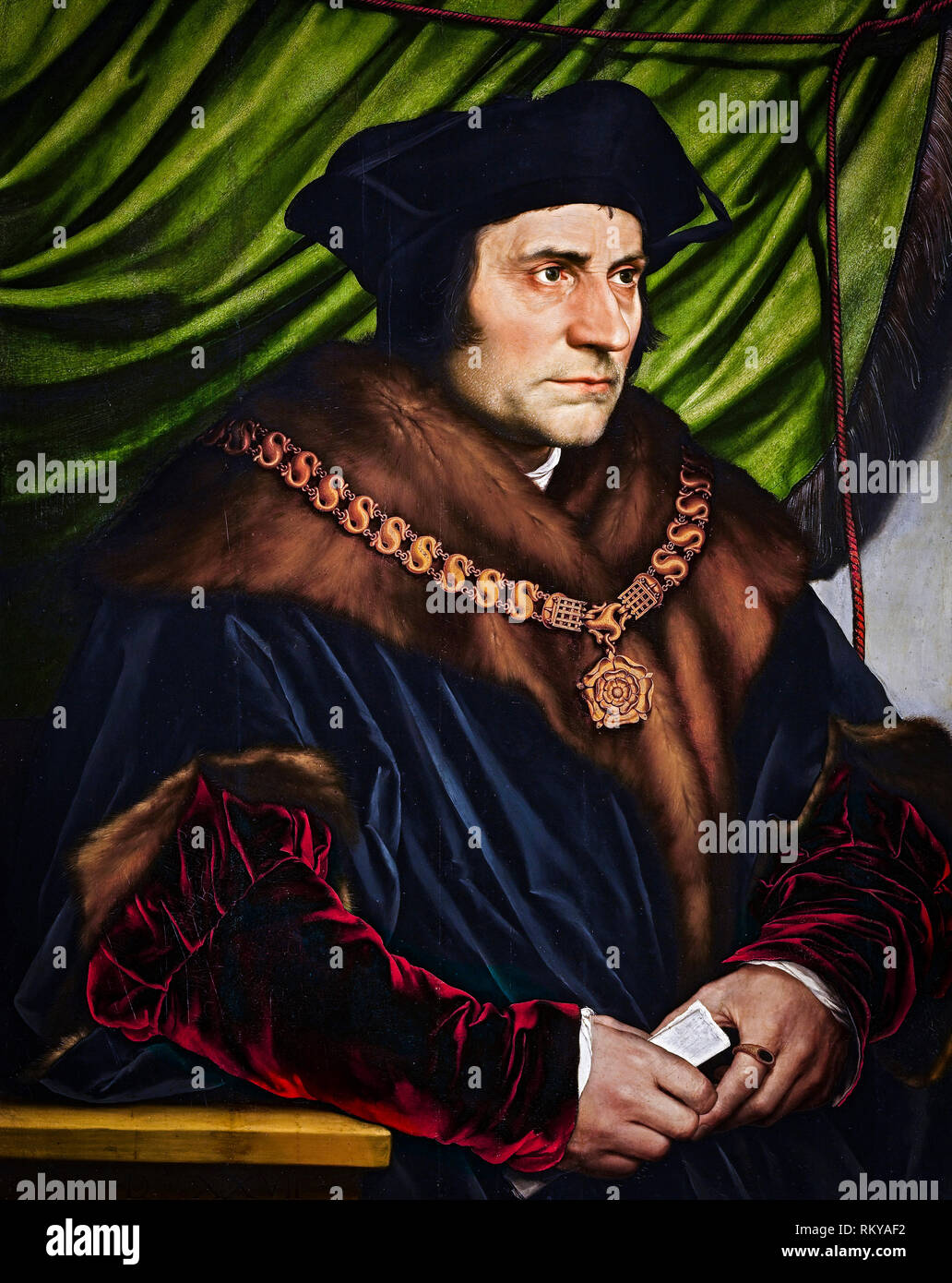 Sir Thomas More, (1478-1535), portrait painting by Hans Holbein the Younger, 1527 Stock Photo