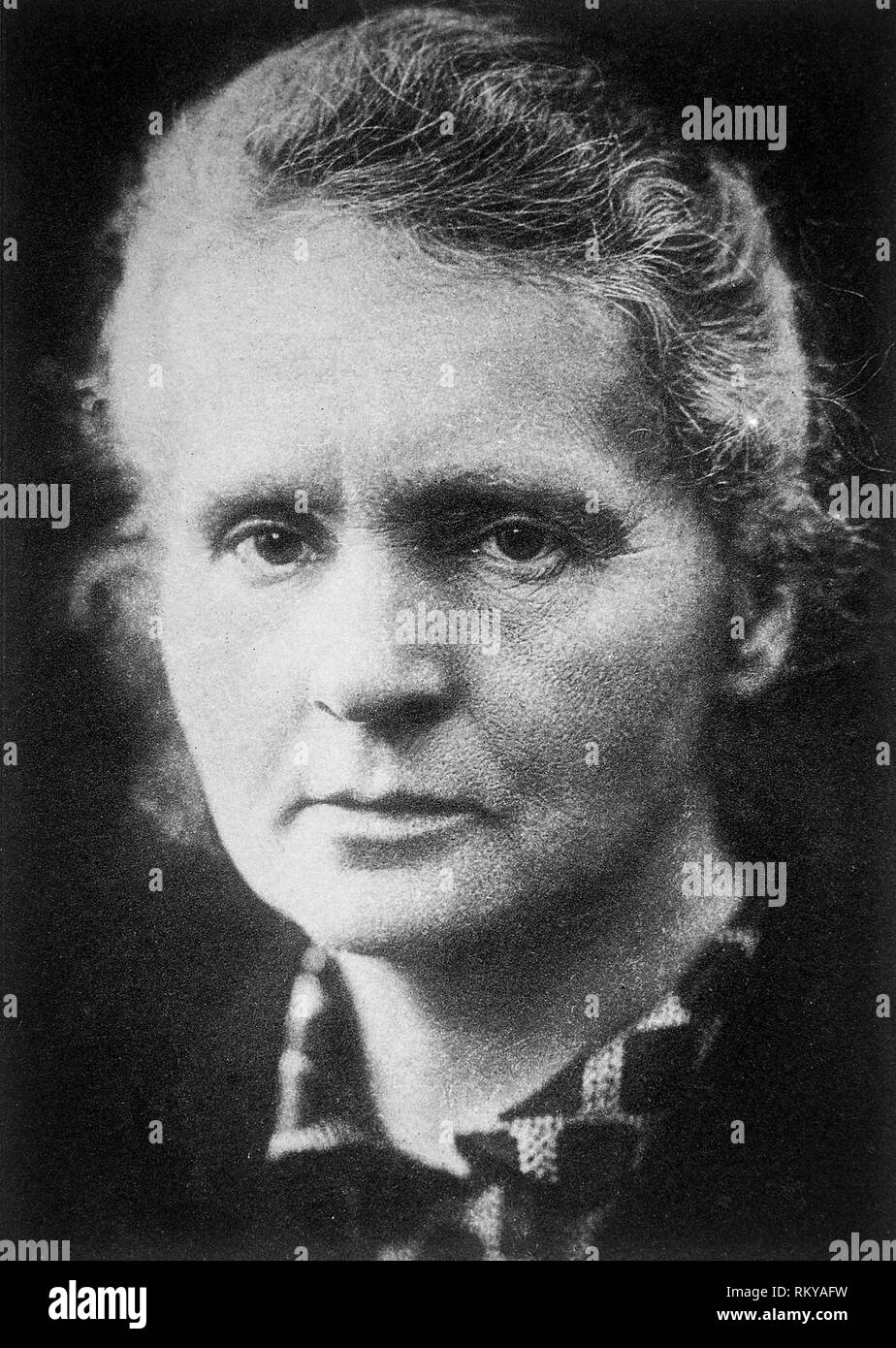 Marie Curie (1867-1934) portrait photograph by Henri Manuel circa 1920 Stock Photo
