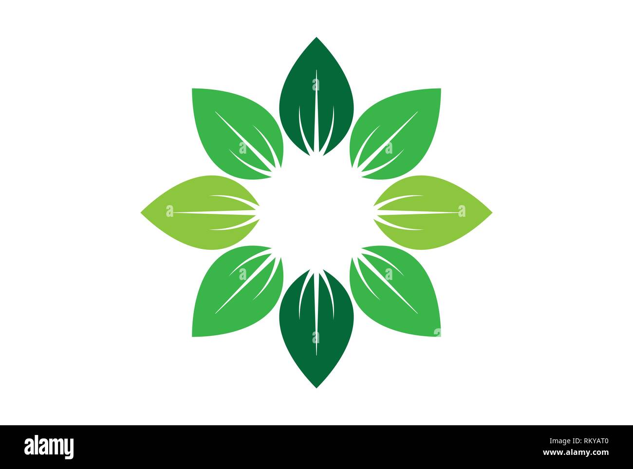 Leaves Abstract Sun Nature Logo Icon Vector Concept Flat Design