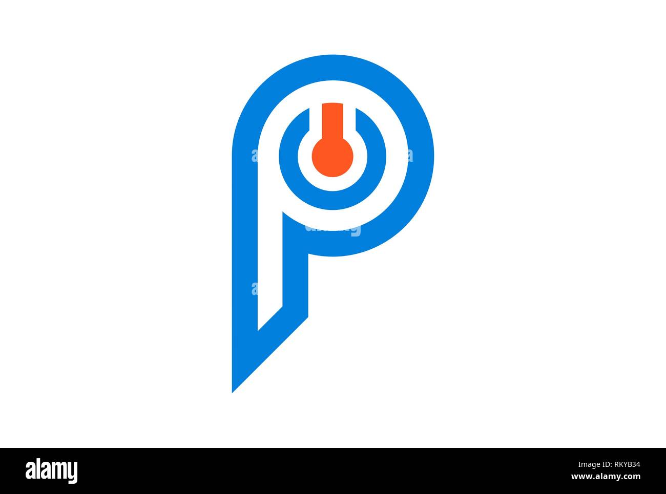letter p power logo icon vector concept flat design Stock Photo