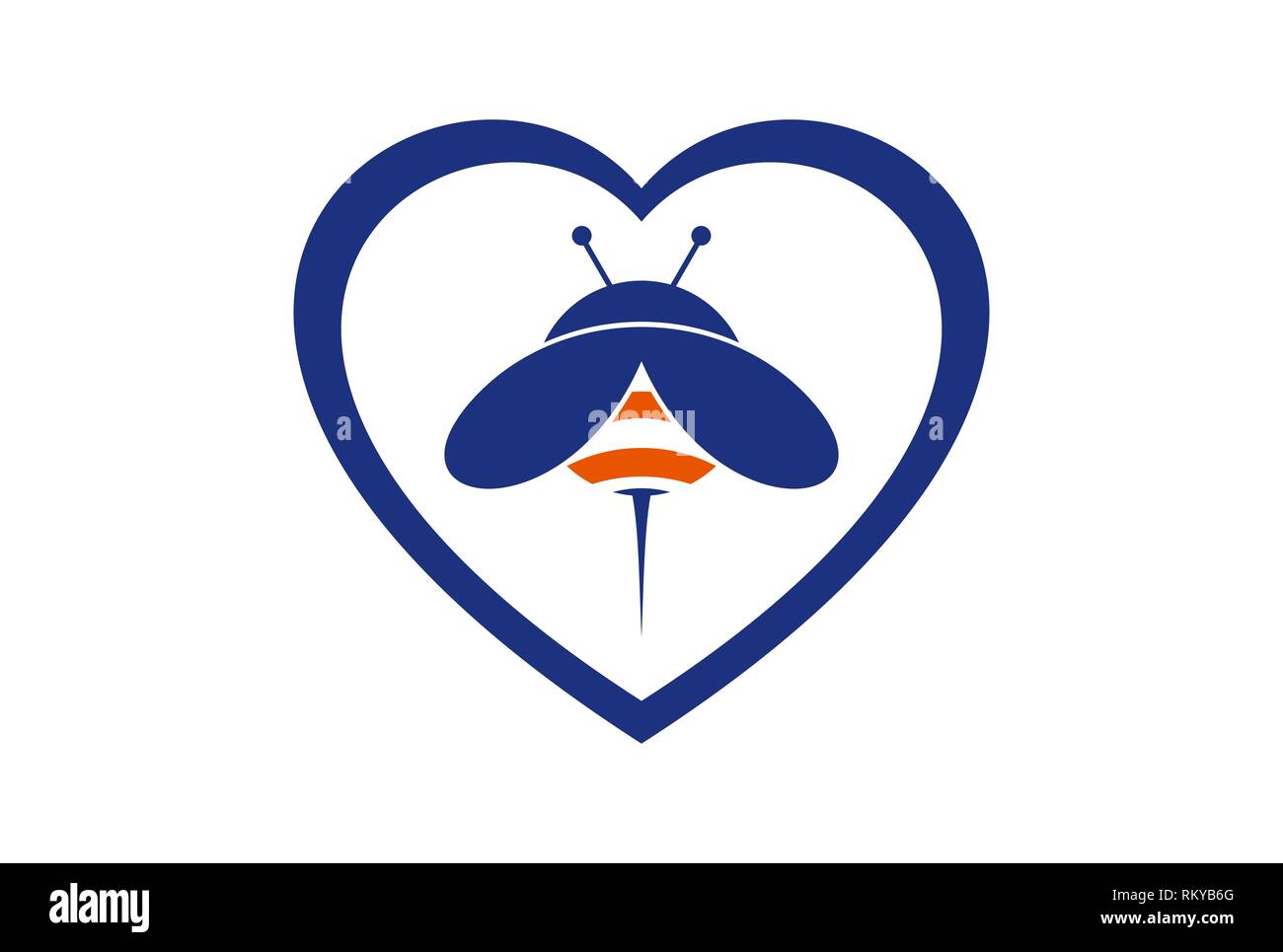 love bee logo concept icon vector concept flat design Stock Photo
