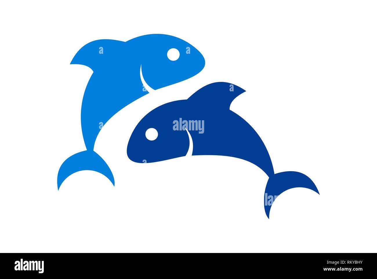 two fish logo icon vector vector concept flat design Stock Photo - Alamy