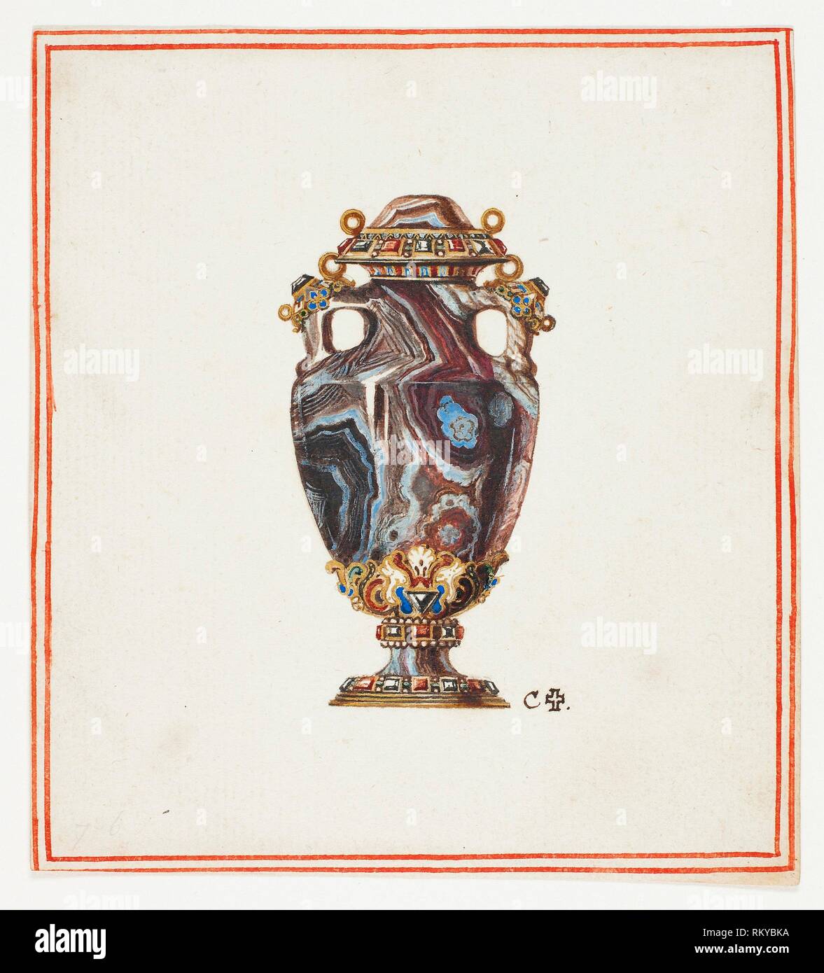 Porphyry Vase - Giuseppe Grisoni Italian, born Flanders, 1699-1769 - Artist: Giuseppe Grisoni, Origin: Flanders, Date: 1719–1769, Medium: Gouache Stock Photo