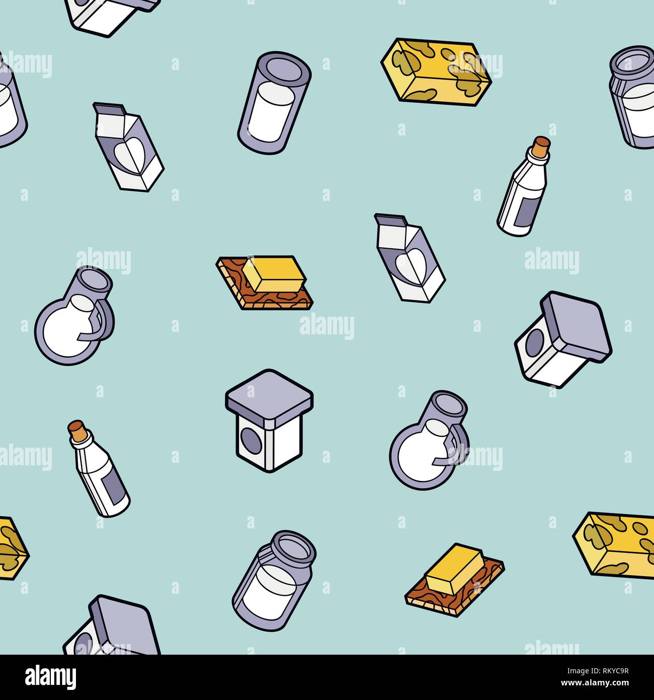Milk flat outline isometric pattern for graphic, web and logo design Stock Vector