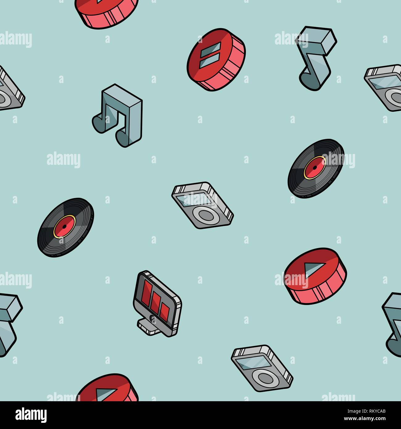 Music color outline isometric pattern. Vector illustration, EPS 10 Stock Vector