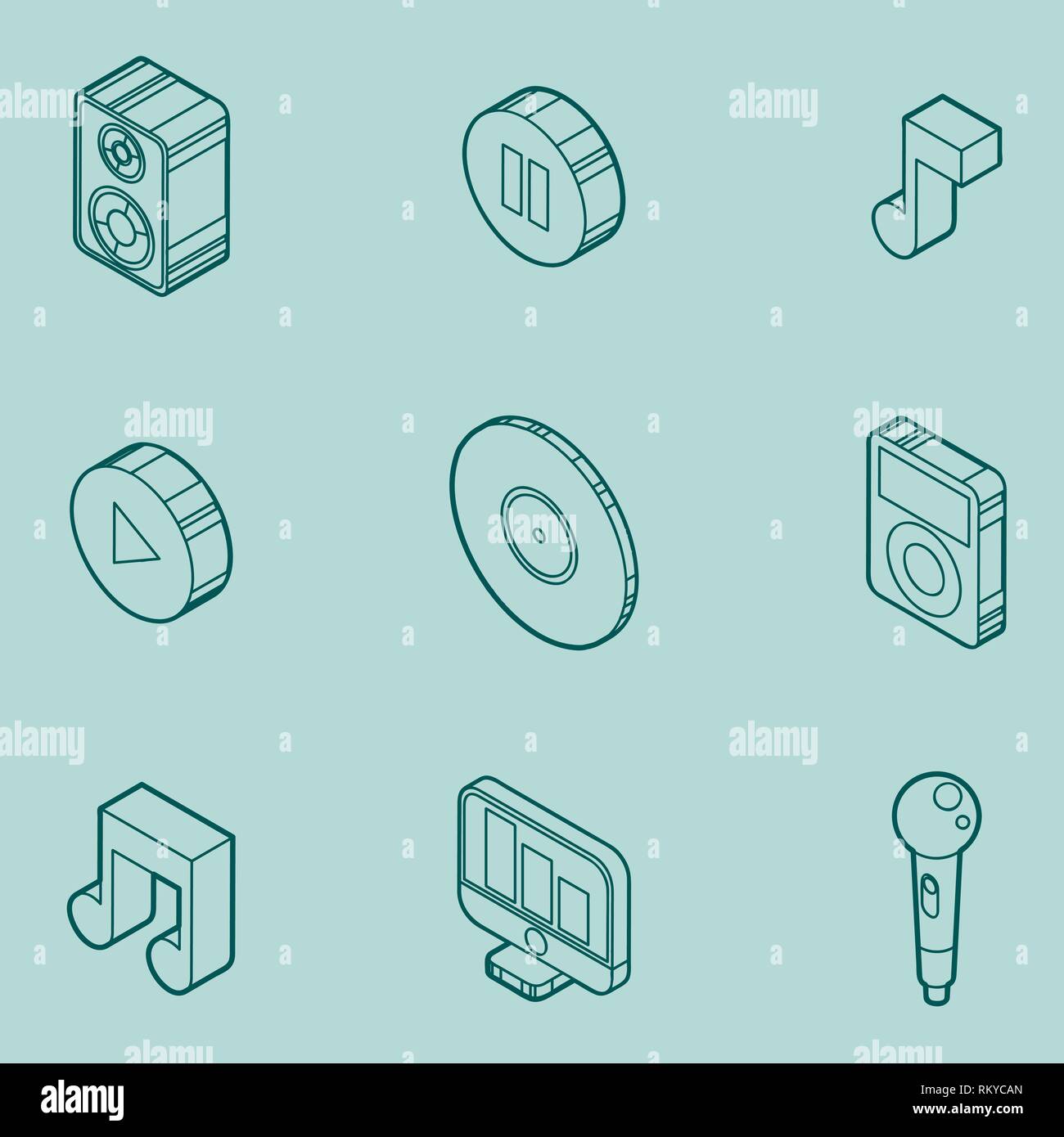 Music color outline isometric icons. Vector illustration, EPS 10 Stock ...