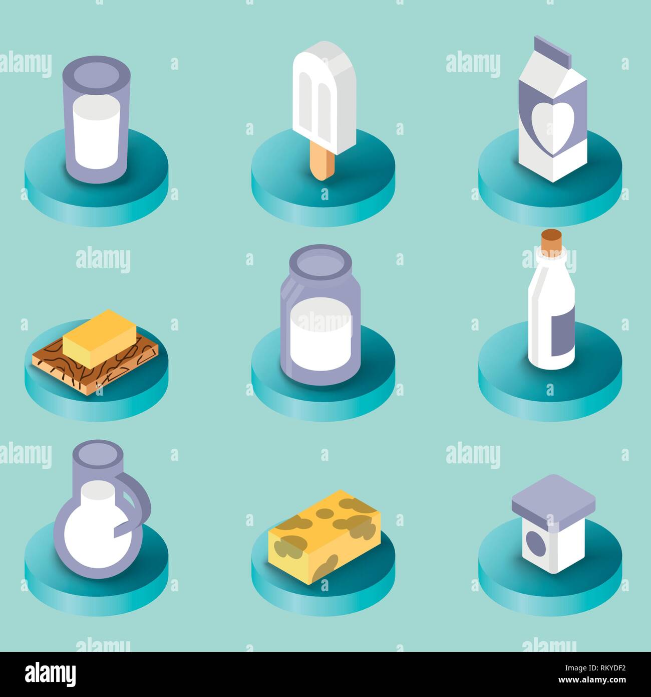 Milk flat isometric icons for graphic, web and logo design Stock Vector ...
