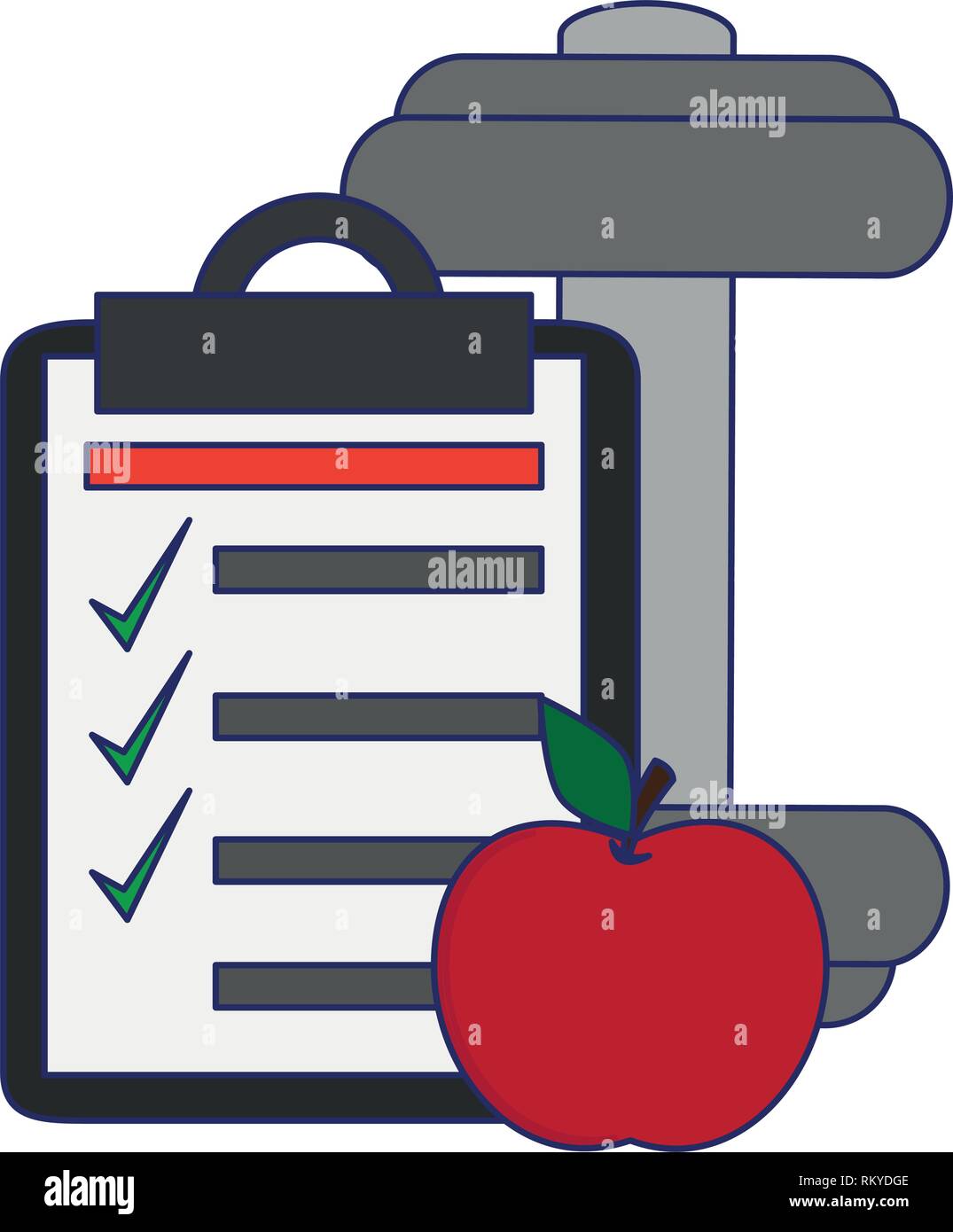 clipboard and apple with barbell Stock Vector Image & Art Alamy