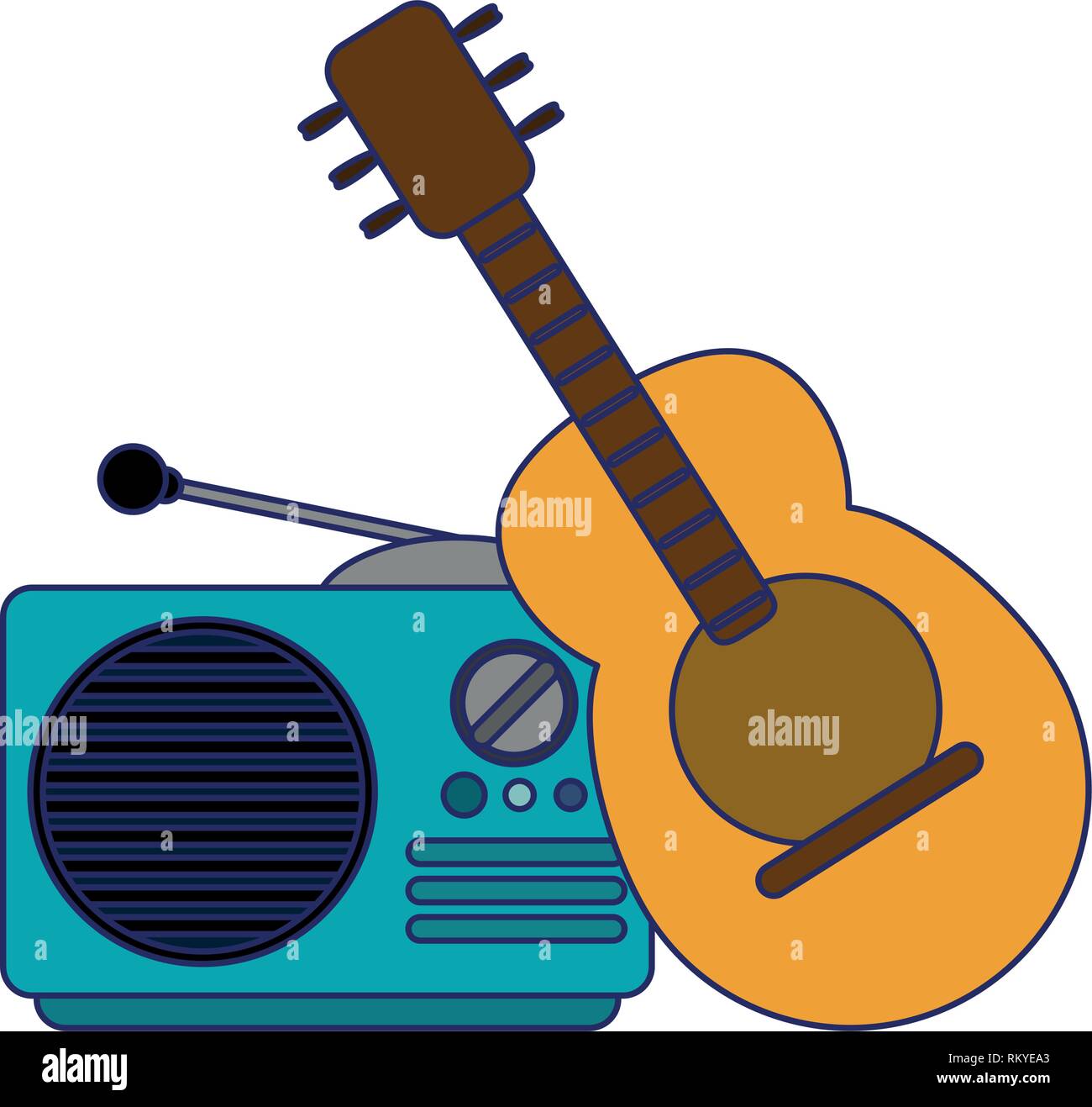 Acoustic guitar and old radio Stock Vector Image & Art - Alamy