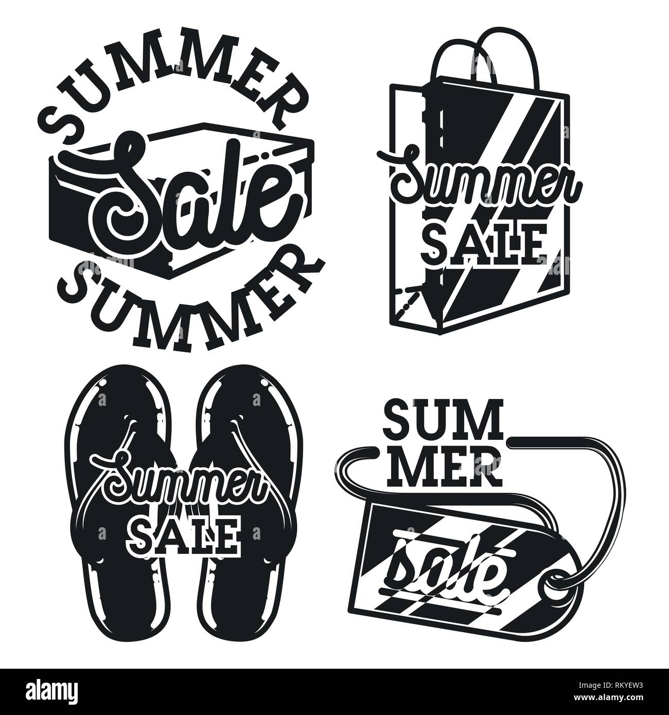 Vintage summer sale emblems. Vector illustration, EPS 10 Stock Vector