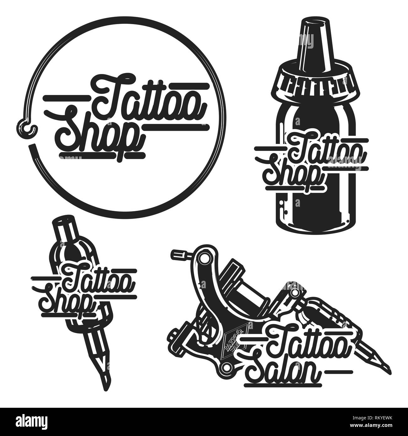 Set Tattoo Studio Logo Templates On Dark Background Royalty Free SVG,  Cliparts, Vectors, and Stock Illustration. Image 46650612.