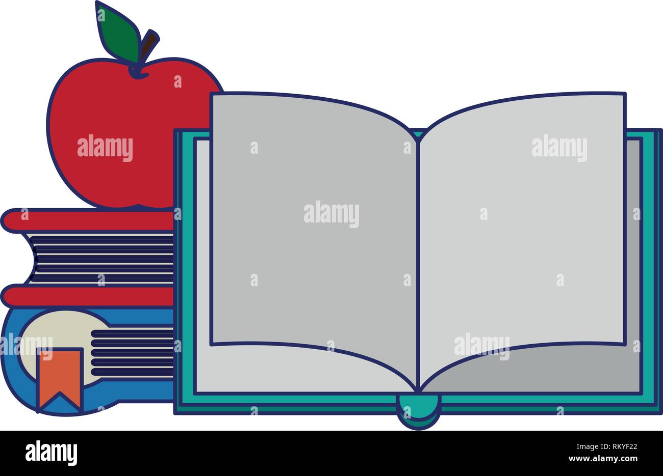 Books and apple cartoons Stock Vector Image & Art Alamy