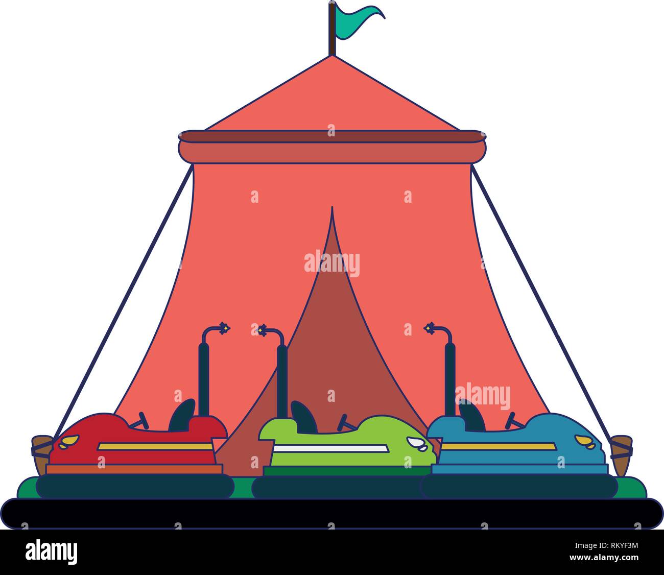 Festival tent and bumpers cars Stock Vector