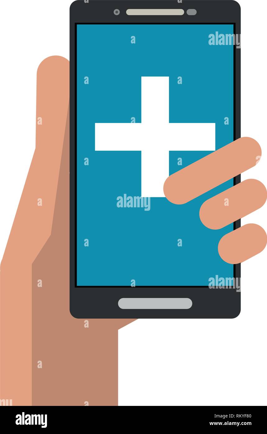 hand using smartphone medical app Stock Vector Image & Art - Alamy