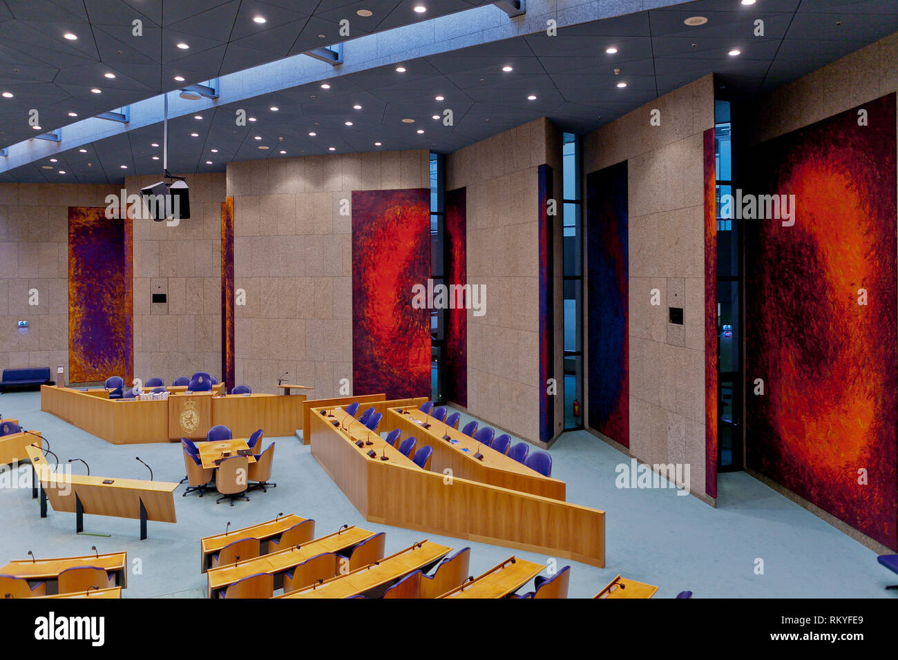 Interior detail of the House of Representatives with places for the ...