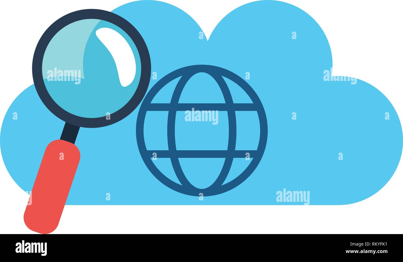 cloud computing and magnifying glass Stock Vector Image & Art - Alamy