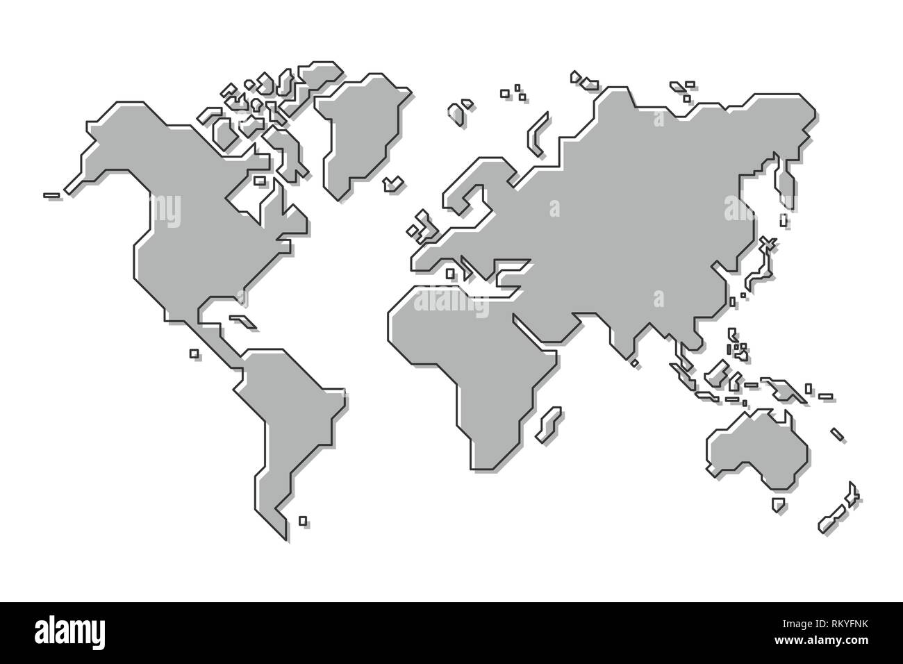 World map . Simple cartoon and outline style . Vector . Stock Vector