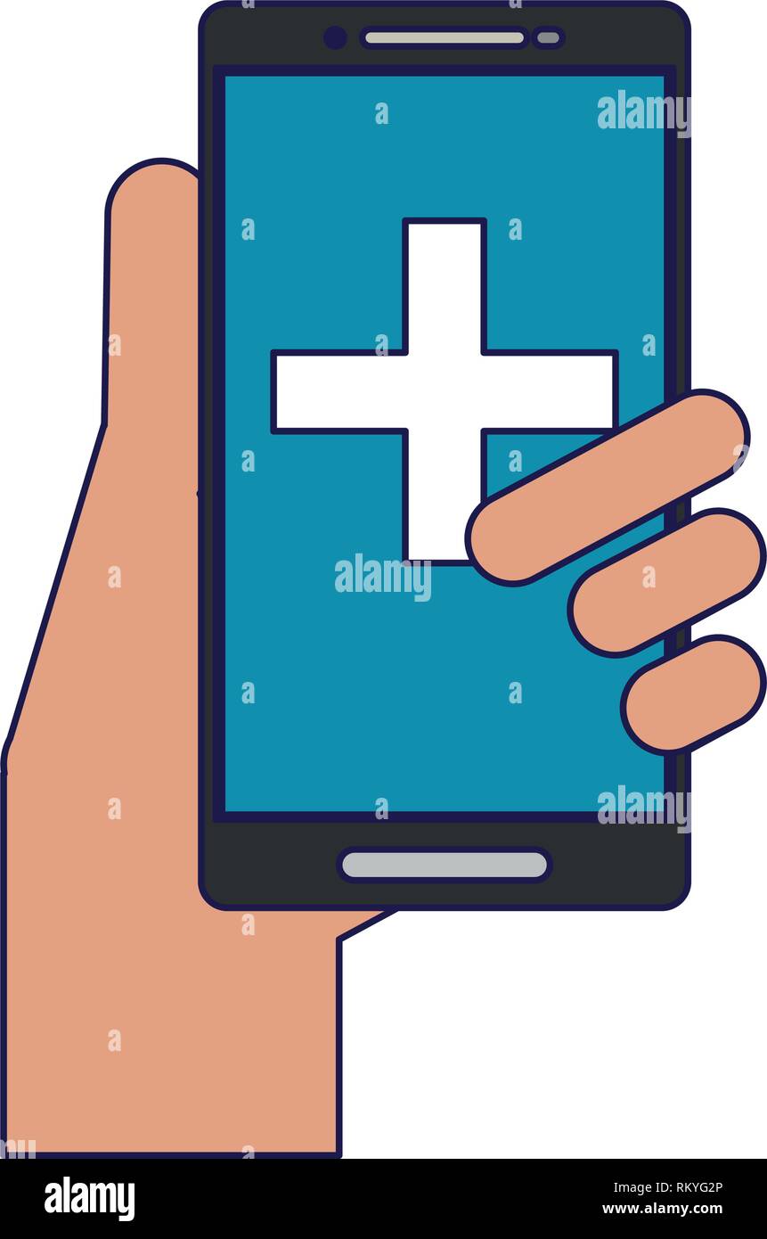 hand using smartphone medical app blue lines Stock Vector Image & Art ...