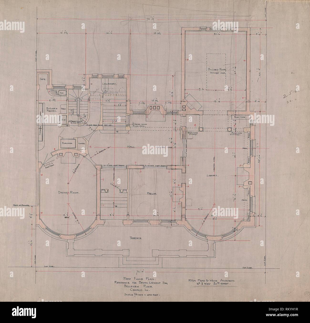 Bryan Lathrop House Chicago Illinois First Floor Plan C