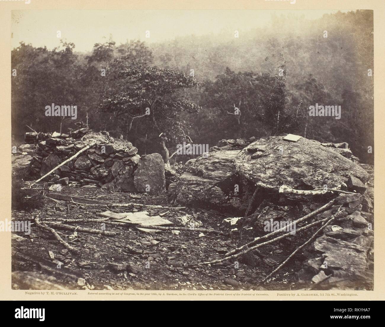 Interior Of Breastworks On Round Top Gettysburg July 1863