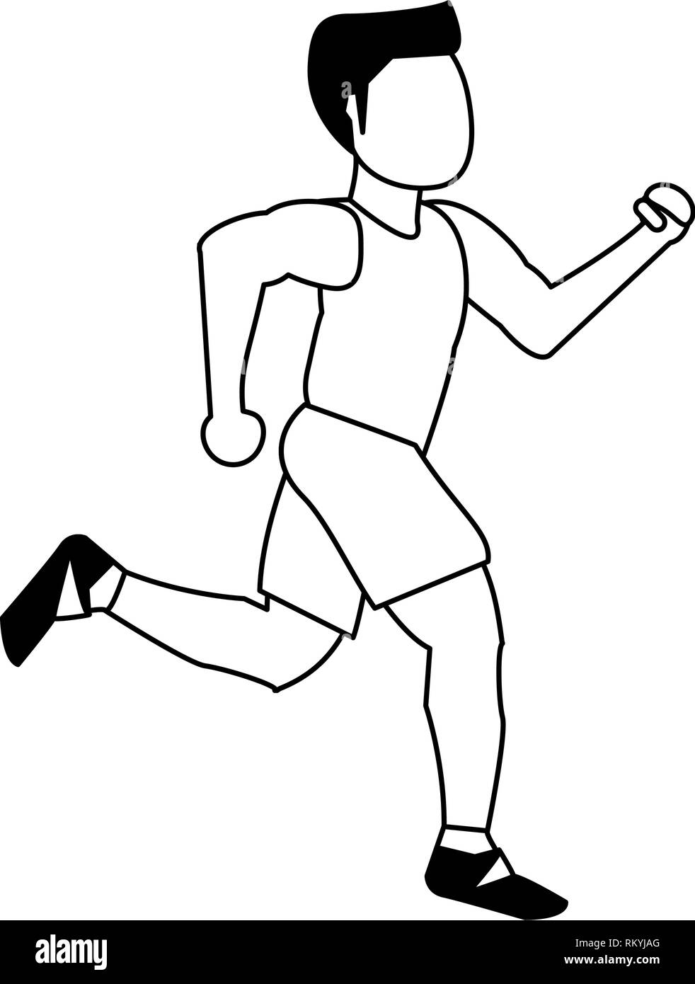 fitness man running black and white Stock Vector Image Art Alamy