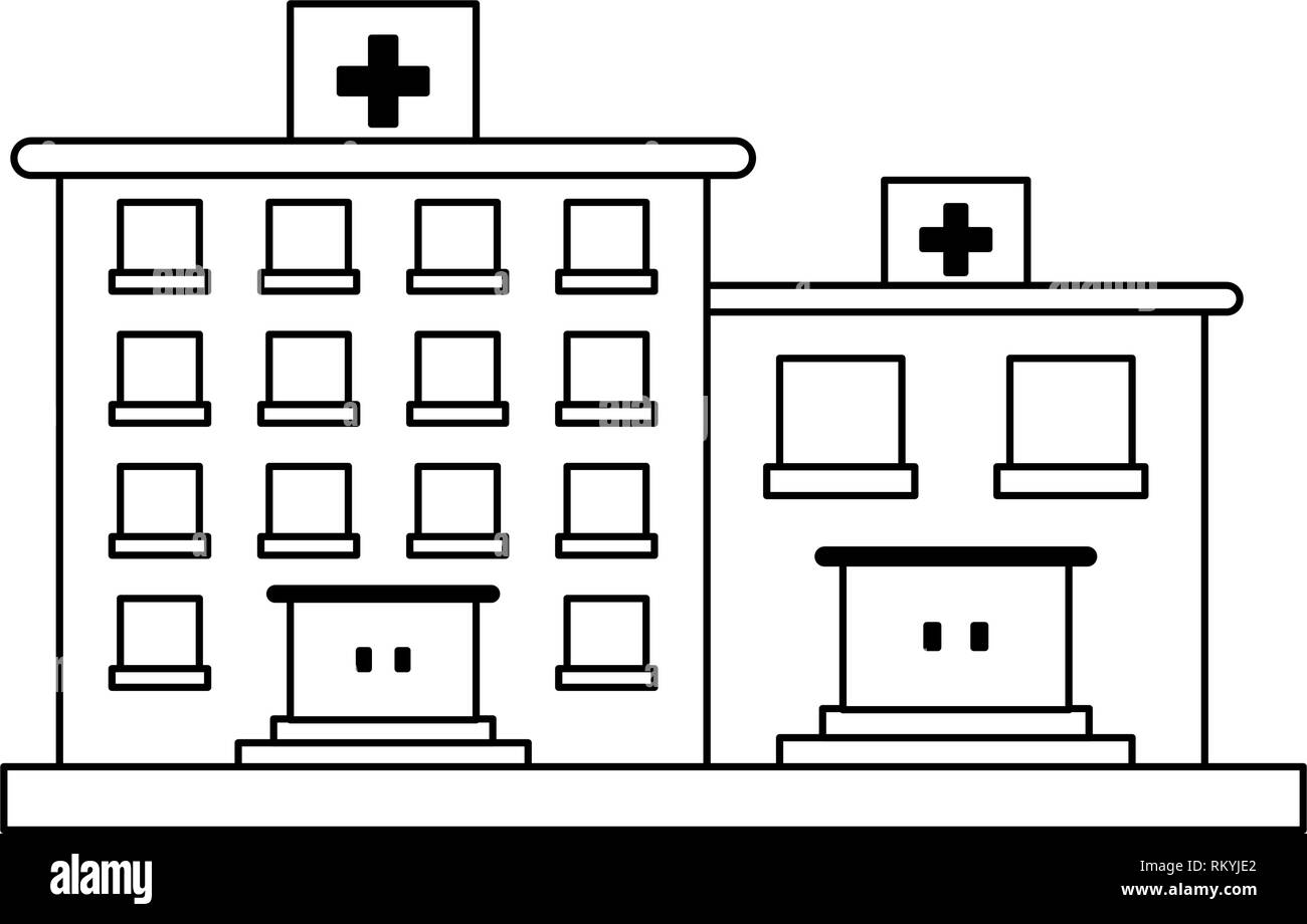 hospital buildings symbol black and white Stock Vector Image & Art - Alamy
