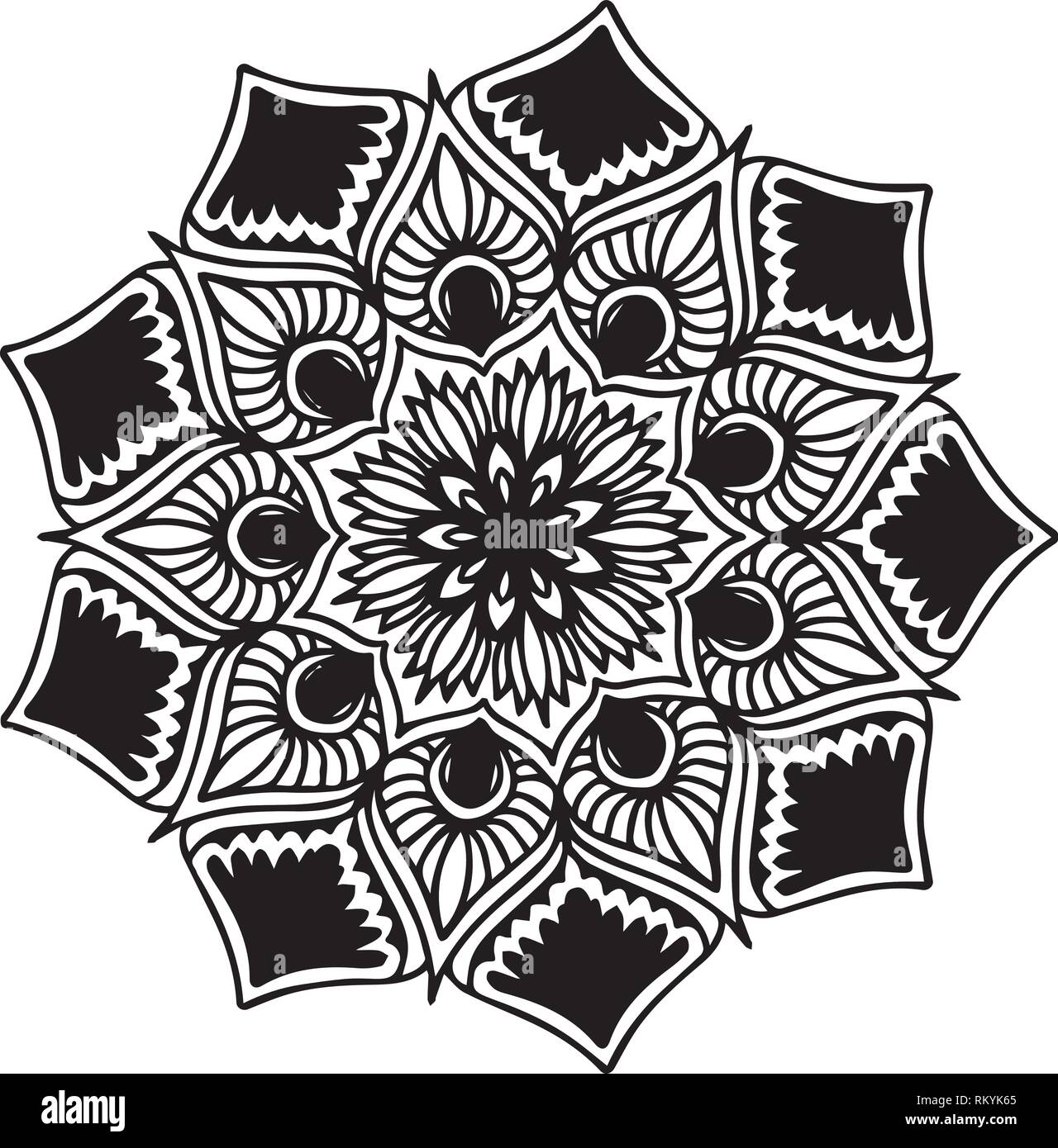 Mandalas coloring book, Oriental therapy, Yoga logos Vector Stock ...