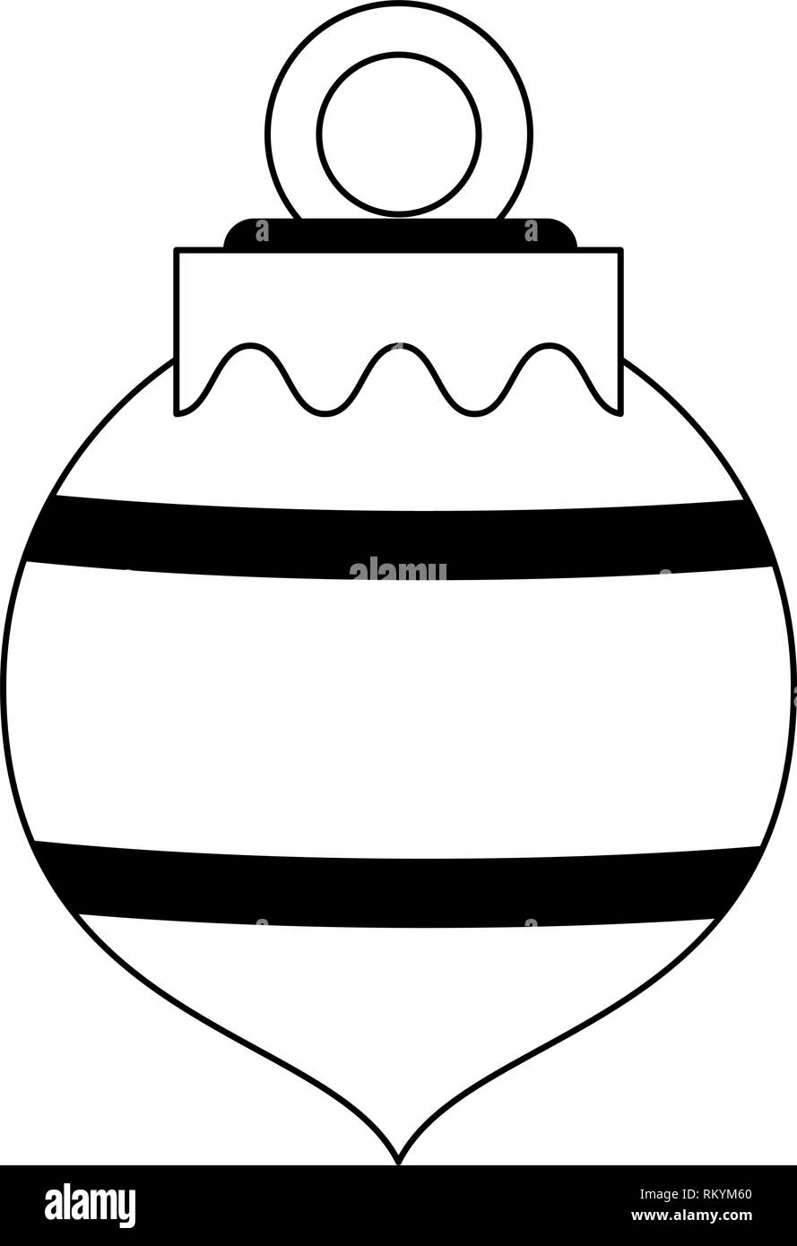 christmas decorative ball symbol black and white Stock Vector Image ...