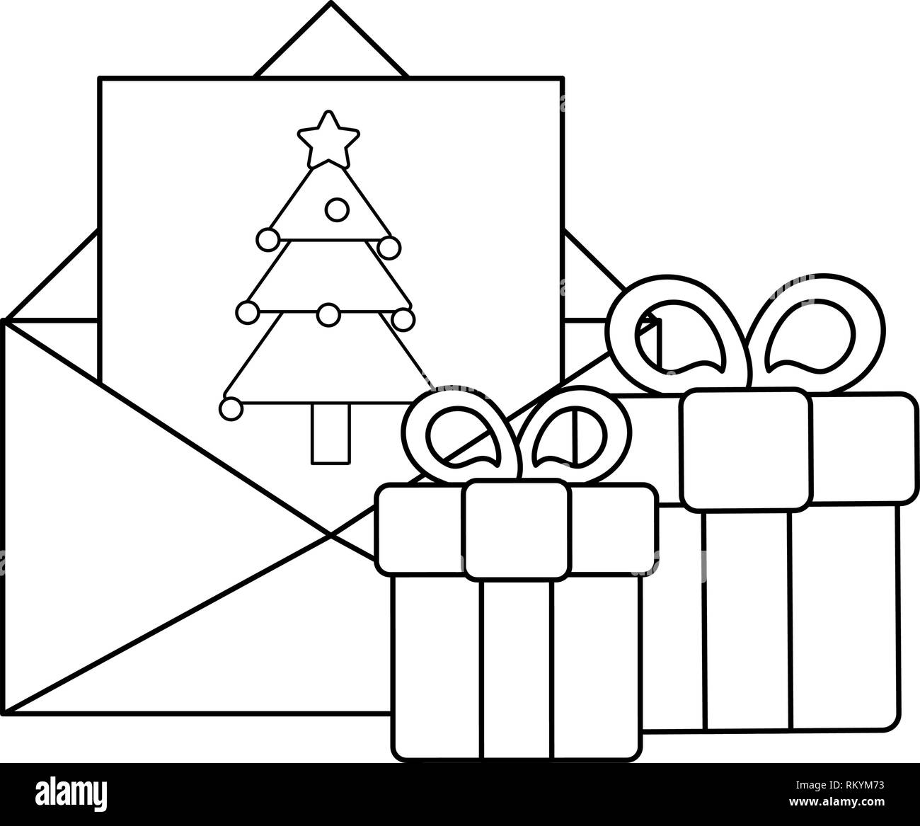 Christmas season cartoons black and white Stock Vector Image & Art Alamy