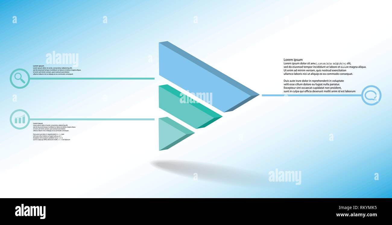 3D illustration infographic template. The embossed triangle is divided ...