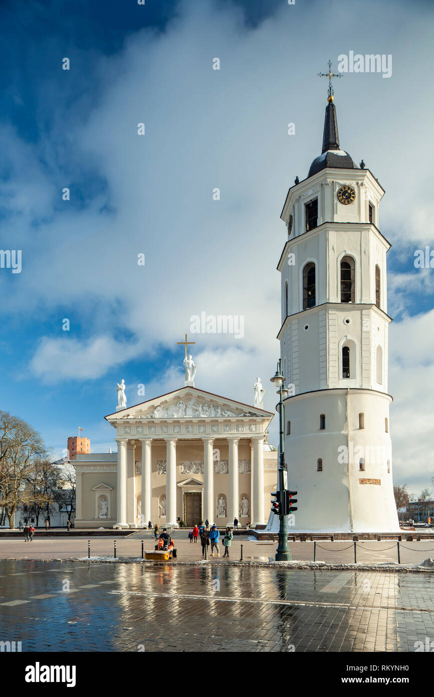 Winter afternoon at Vilnius Cathedral. Stock Photo