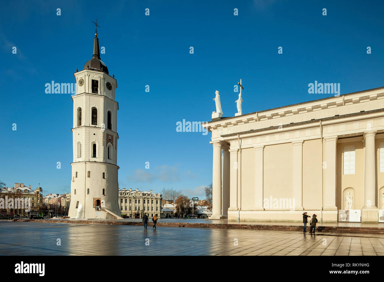 Winter afternoon at Vilnius Cathedral. Stock Photo