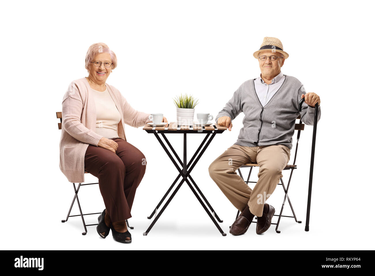 Elderly couple drinking coffee cafe hires stock photography and images