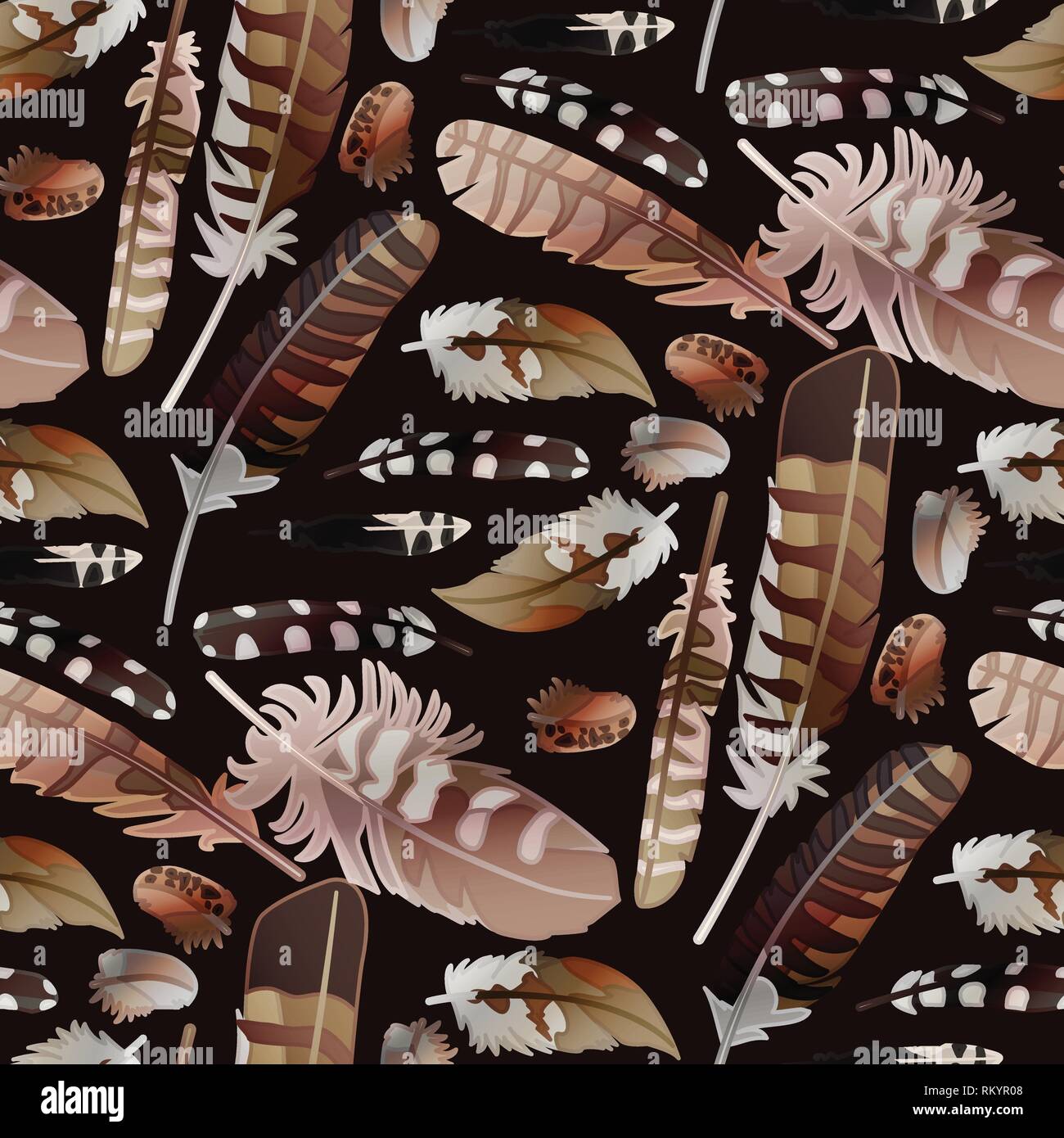 vector feather seamless pattern cute paper art Stock Vector